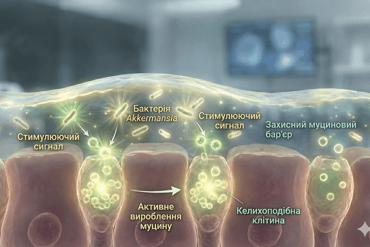 Симбіоз в дії: Аккермансія стимулює келихоподібні клітини до оновлення захисного муцинового бар'єру.